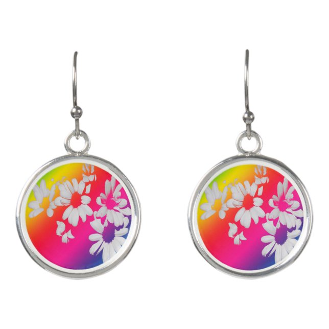 Rainbow daisies earrings (Front)