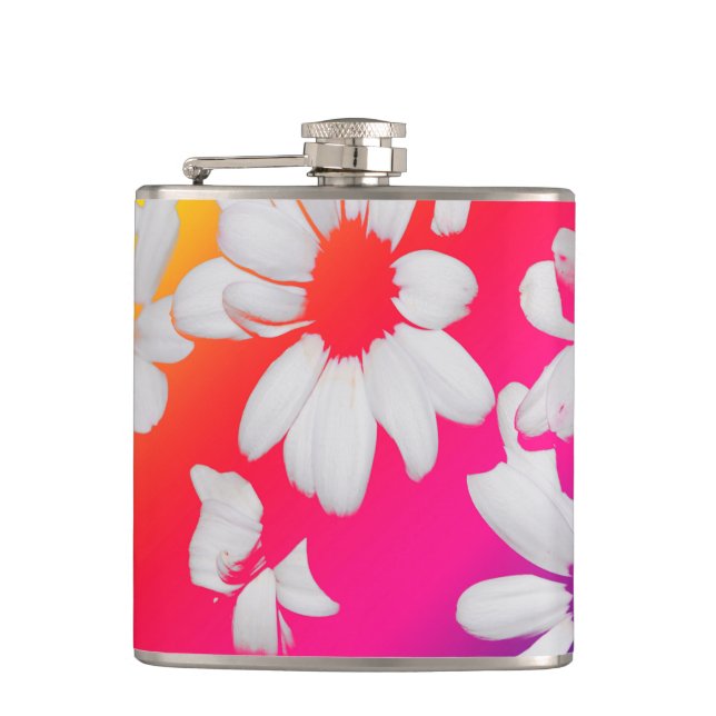 Rainbow daisies flask (Front)