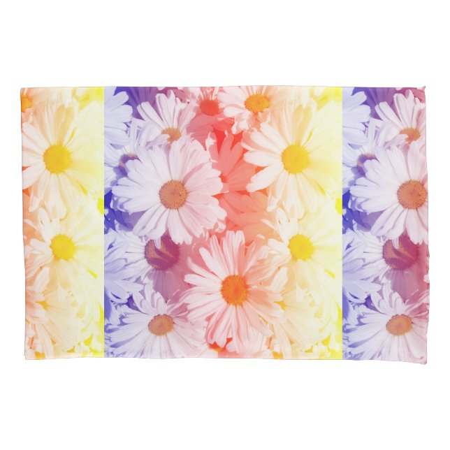 Rainbow Daisies Pillow Case (Front)