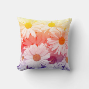 Rainbow Daisies Throw Pillow
