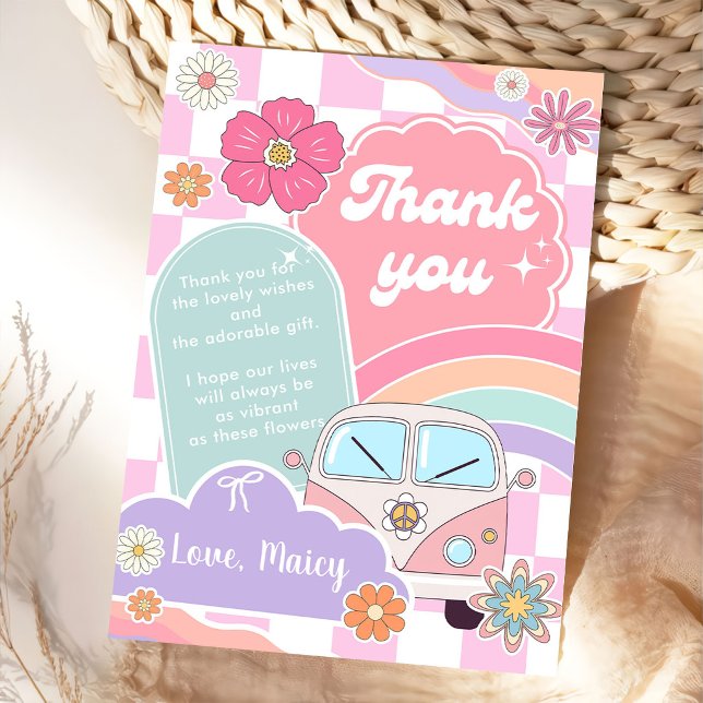 Rainbow Daisy Car Thank You Card (Creator Uploaded)