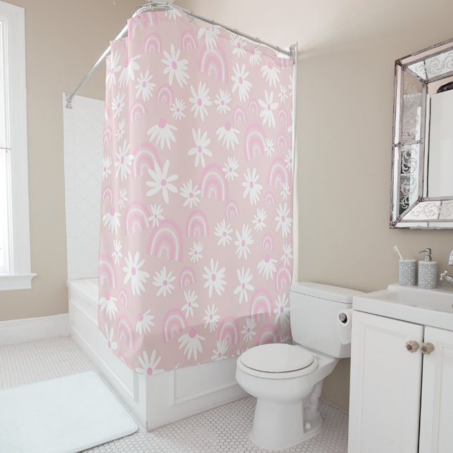 Rainbow Daisy Dream #1 #dreamy #wall #art Shower Curtain (In Situ)