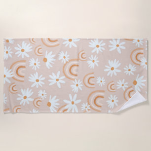 Rainbow Daisy Dream #2 #dreamy #wall #art Beach Towel