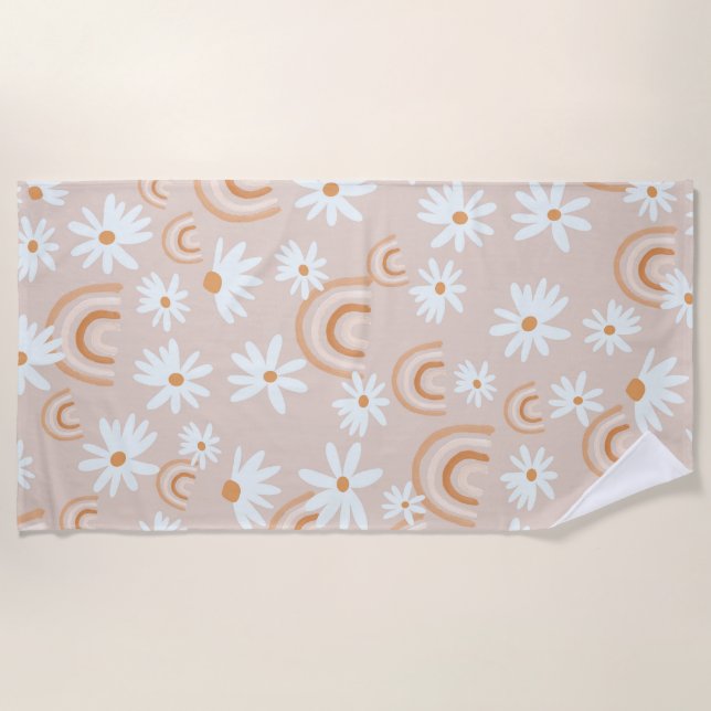 Rainbow Daisy Dream #2 #dreamy #wall #art Beach Towel (Front)