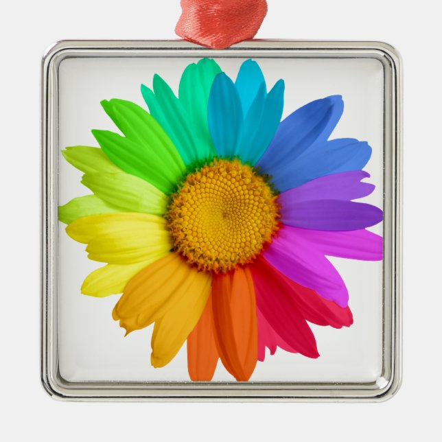 Rainbow Daisy Metal Ornament (Front)