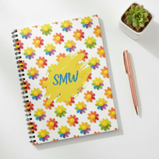 Rainbow Daisy Pattern Vibrant Floral Notebook
