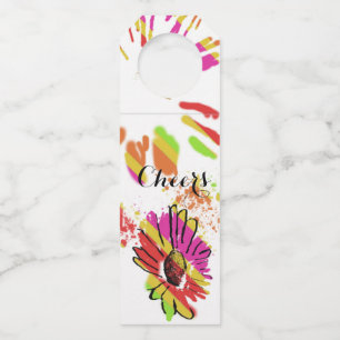 Rainbow Daisy Strip Design Bottle Hanger Tag