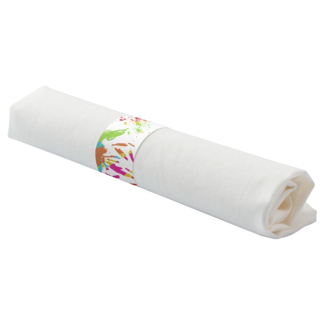 Rainbow Daisy Strip Design Napkin Bands (Angled)