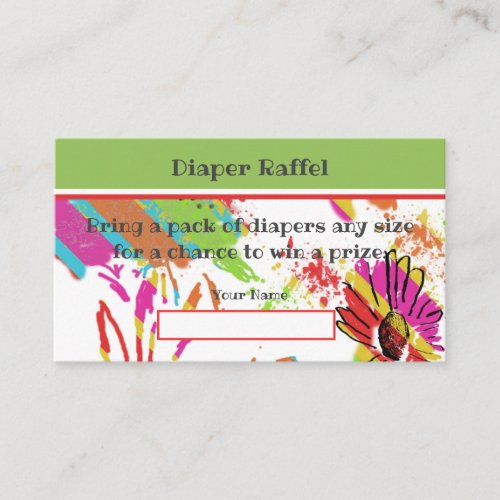 Rainbow Daisy Strip Diaper Raffle Design Enclosure Card