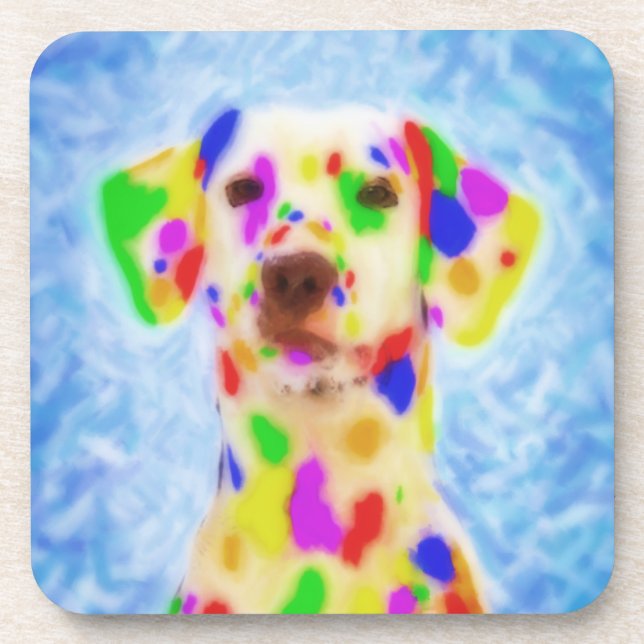 Rainbow Dalmatian Beverage Coaster (Front)