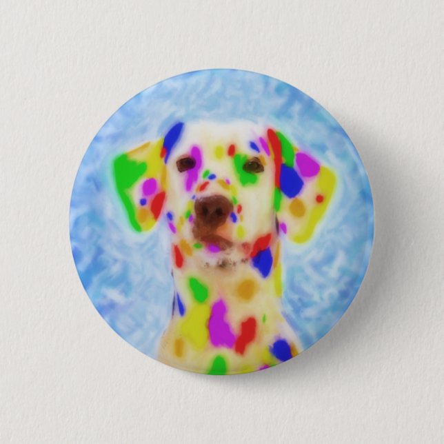 Rainbow Dalmatian Pinback Button (Front)