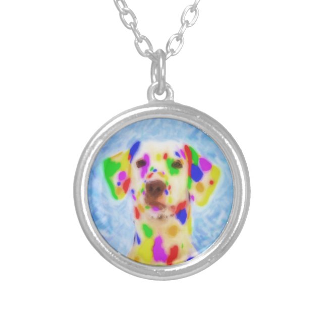 Rainbow Dalmatian Silver Plated Necklace (Front)