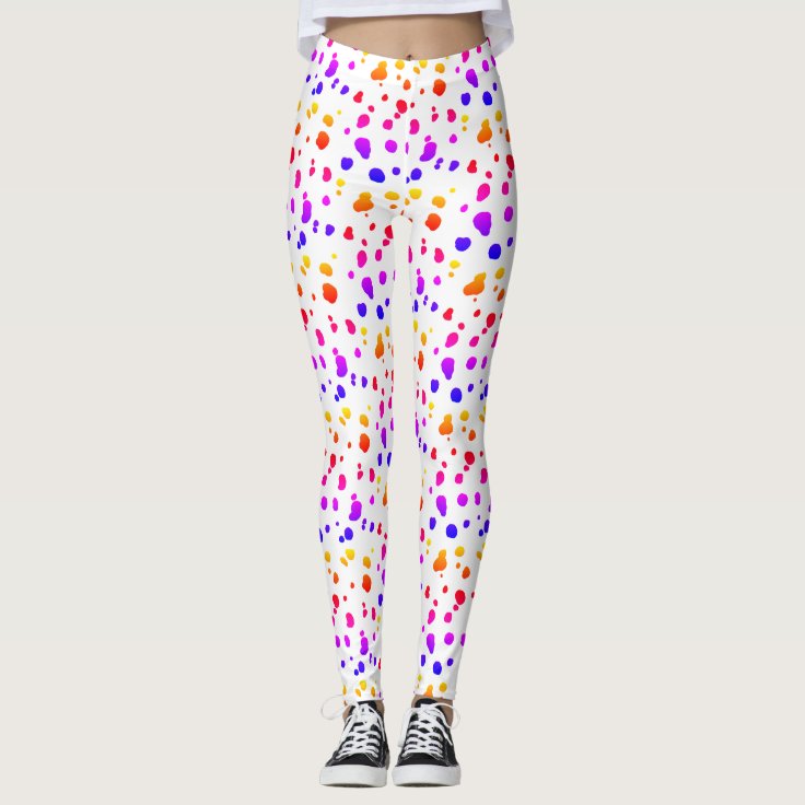 Rainbow Dalmatian Spots Leggings | Zazzle