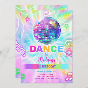 Rainbow Dance Birthday  Invitation