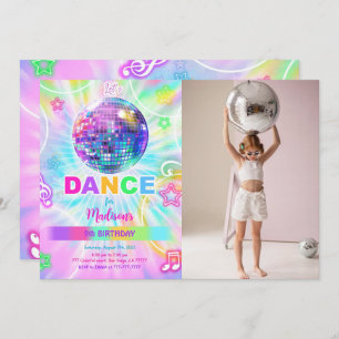 Rainbow Dance Birthday Photo  Invitation