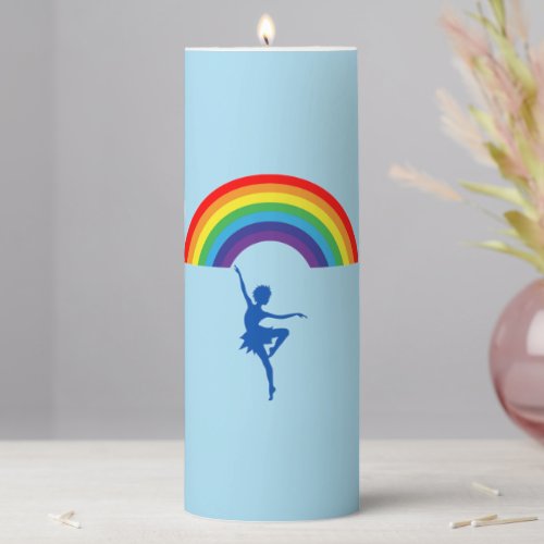 Rainbow Dancing Girl 3 x 8 Vibrant Pillar Candle