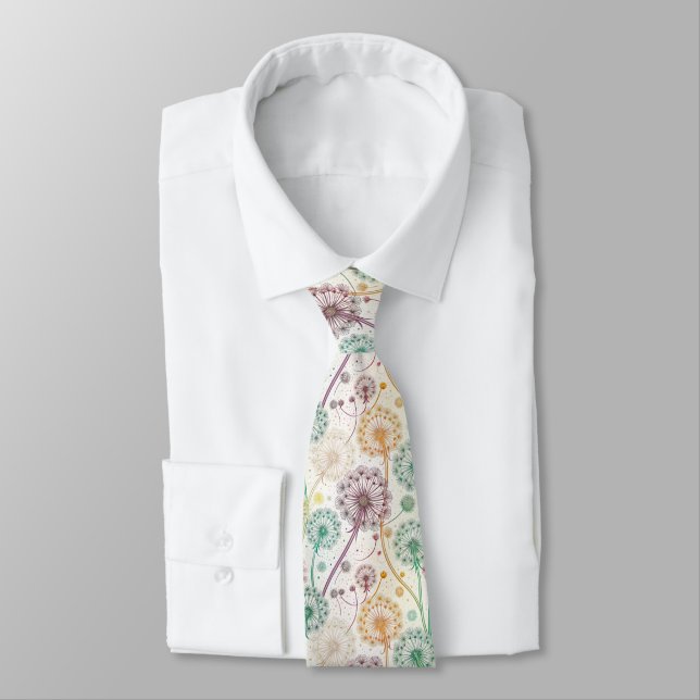 Rainbow Dandelion Breeze – Whimsical Floral Neck Tie (Tied)