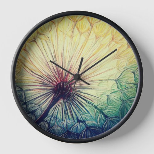 Rainbow Dandelion Wall Clock