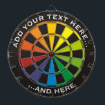 Rainbow Dartboard with custom text<br><div class="desc">Dartboard with rainbow colors and two custom text areas.</div>