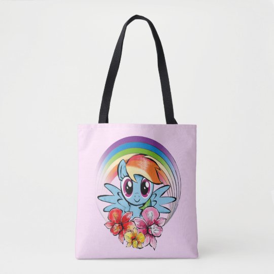 Rainbow Dash | Floral Watercolor Rainbow Tote Bag | Zazzle.com