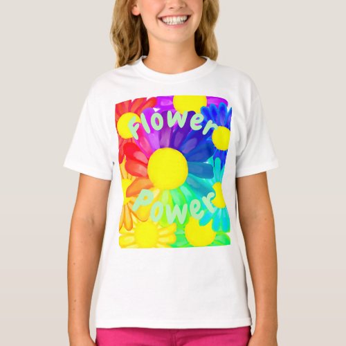 Rainbow dasiy flower power t shirt
