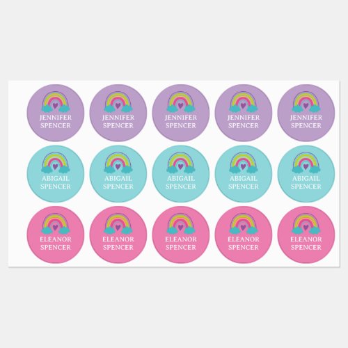 Rainbow Daycare and School Shoe Kids Labels