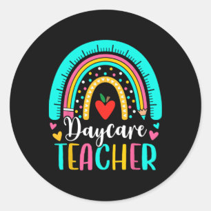 Rainbow Daycare Teacher Squad Crew 1st Day Of Scho Classic Round Sticker