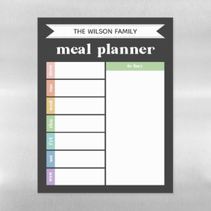 Rainbow Days Practical Family Meal Planner Magnetic Dry Erase Sheet