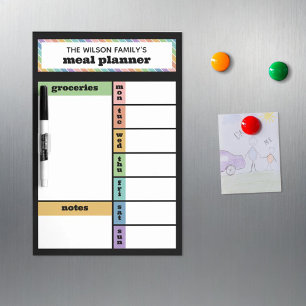Rainbow Days Weekly Family Meal Planner Dry Erase Board