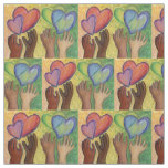 Rainbow DEI Love Hearts Material Art Fabric