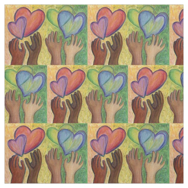 Rainbow DEI Love Hearts Material Art Fabric (Swatch)