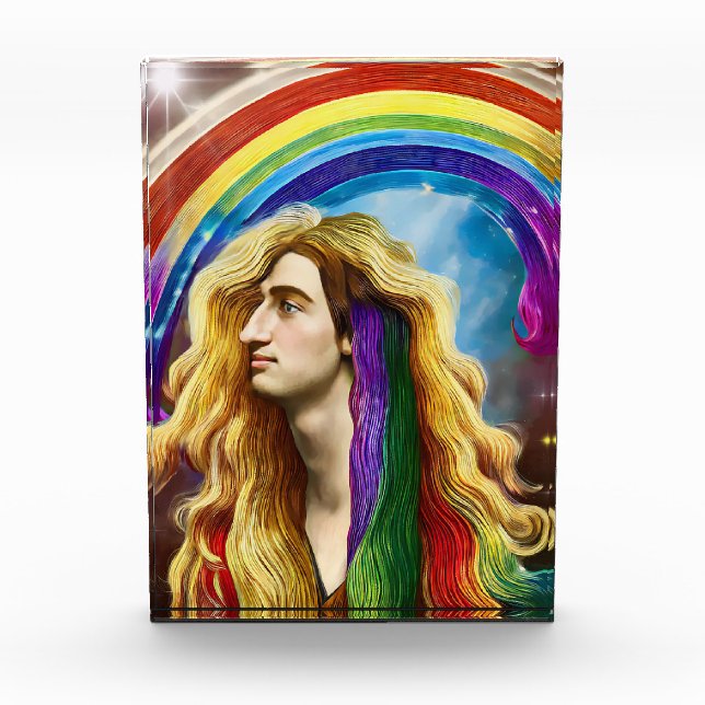 Rainbow Deity Man Of All love Fantasy Art  Photo Block (Front)