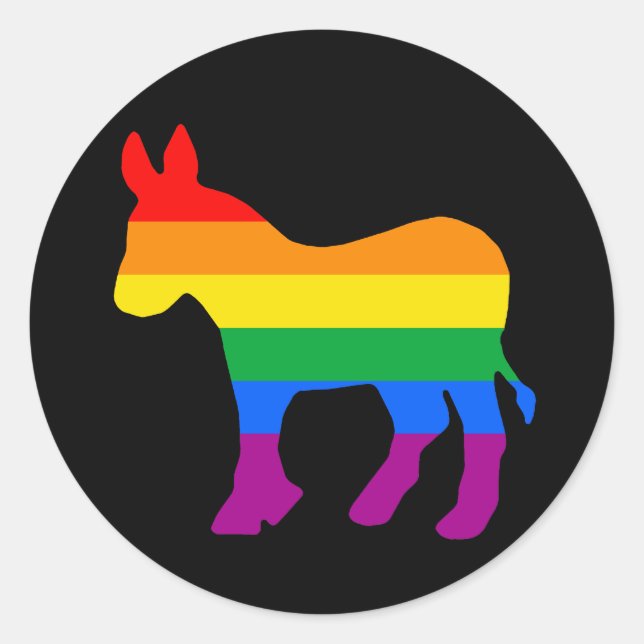 Rainbow Democrat Classic Round Sticker (Front)
