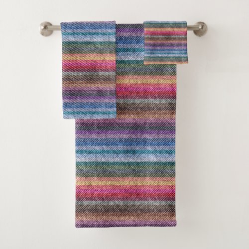 Rainbow Denim Pattern Bath Towel Set