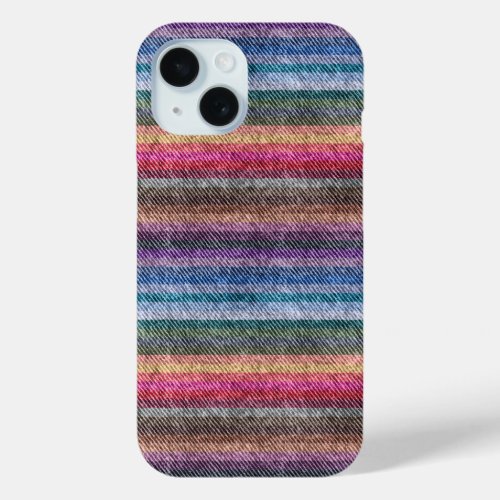 Rainbow Denim Pattern iPhone 15 Case