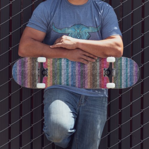 Rainbow Denim Pattern Skateboard