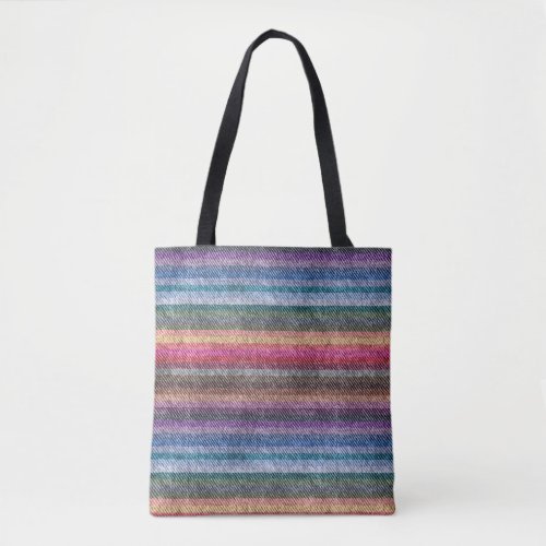 Rainbow Denim Pattern Tote Bag