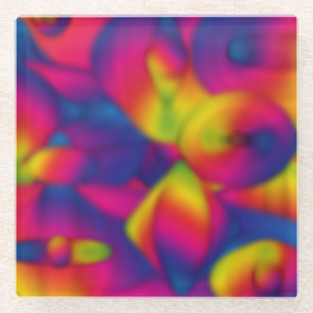 Rainbow Design Glass Coaster (Front)