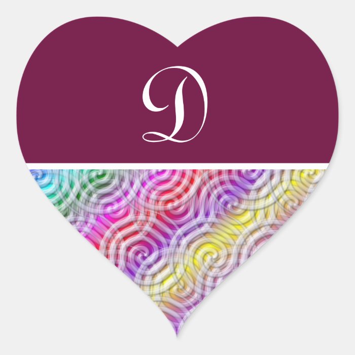 Rainbow Design Monogram Letter D Sticker