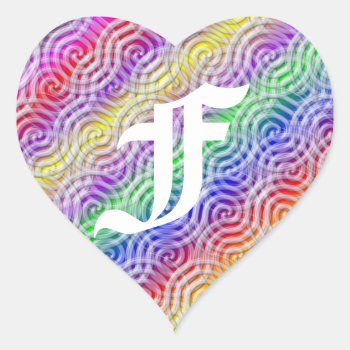 Rainbow Design Monogram Letter F Sticker by ggbythebay at Zazzle