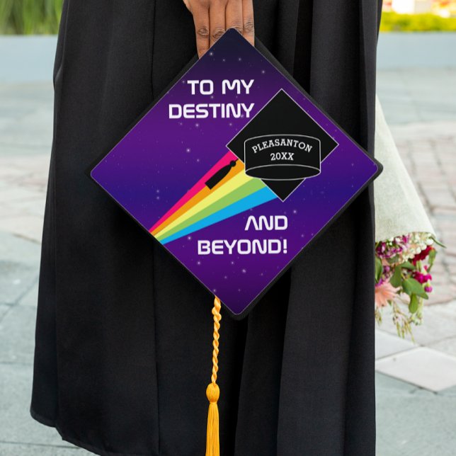 Rainbow Destiny Personalized Graduation Cap Topper (Creator Uploaded)