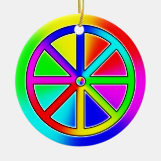 Rainbow Dharma Wheel Buddhist Ceramic Ornament