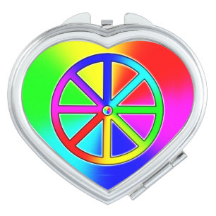 Rainbow Dharma Wheel - Buddhist Compact Mirror