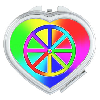 Rainbow Dharma Wheel - Buddhist Compact Mirror