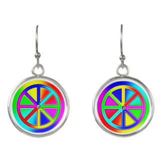 Rainbow Dharma Wheel - Buddhist Earrings
