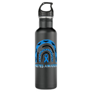 Rainbow Diabetes Awareness Ribbon Rainbow Hallowee Stainless Steel Water Bottle