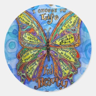 Rainbow Diabetes Butterfly Support Label Stickers
