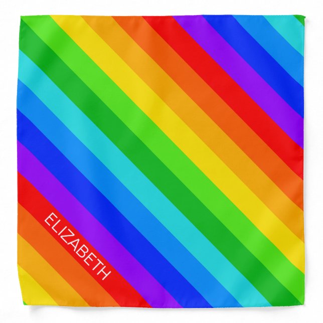 Rainbow Diag Stripe #2 Monogram Bandana (Front)