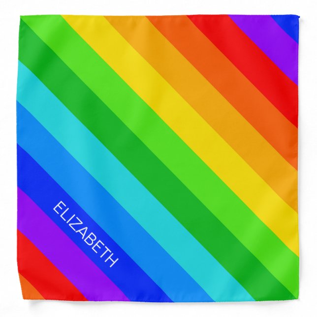 Rainbow Diag Stripe Monogram Bandana (Front)