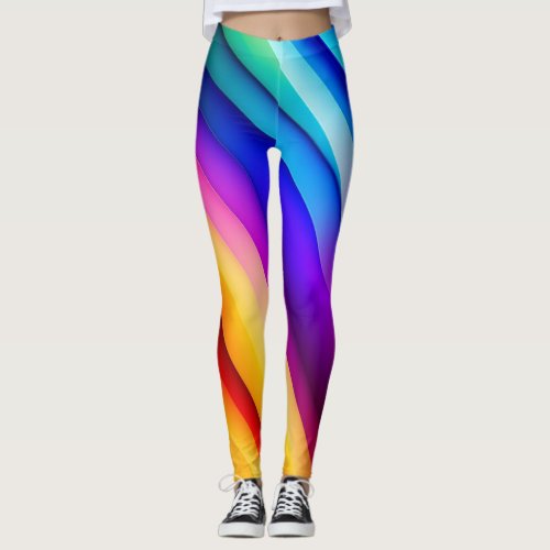 Rainbow Diagonal Stripe Leggings
